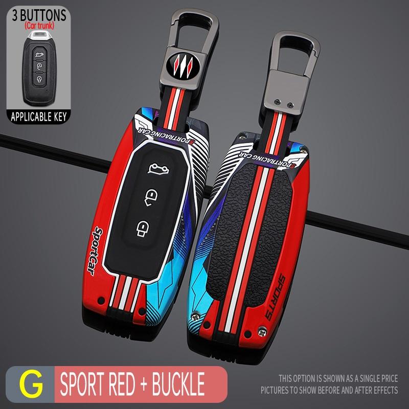 

Metal + silicone Car Key Case Cover For Ford Territory 2019 2020 2021 2022 2023 2024 2025 3 Buttons Keyless Entry Key Protection