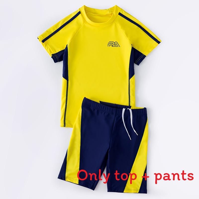 Navy Kids Swimsuit With Polyester Fabric For Water Sports And Sun Protection For Boys And Girls