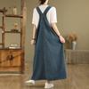 Plus Size Summer Denim Dress Vintage Elegant Loose Casual Basic Belt Dresses Maxi