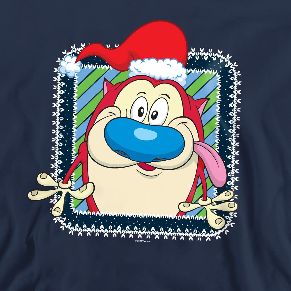 Ren & Stimpy Unisex Adult Festive Santa Hat Christmas Sweatshirt