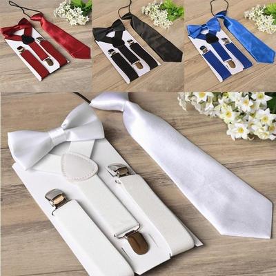 3PCS Kinder Baby Jungen Kinder Hosenträger Krawatte Bowtie Set 3 Clip-on Elastische Verstellbare Hosenträger Riemen Cl