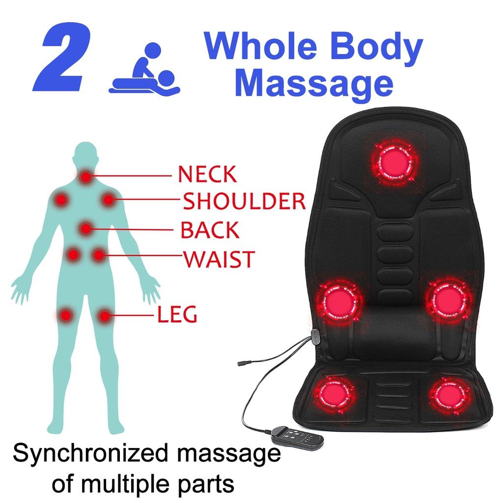 DC 12V 5 Mode Electric Vibrating Car Massage Chair Pad Portable Massager Pad Home Infrared Heating Back Vibrator Massage