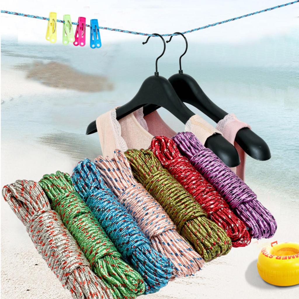 10m Clotheslines Nylon Rope Anti-slip Windproof Laundry Hanger Rack Washing Dryer Rope Line Outdoor Travel Home Garden Supplies High Quality