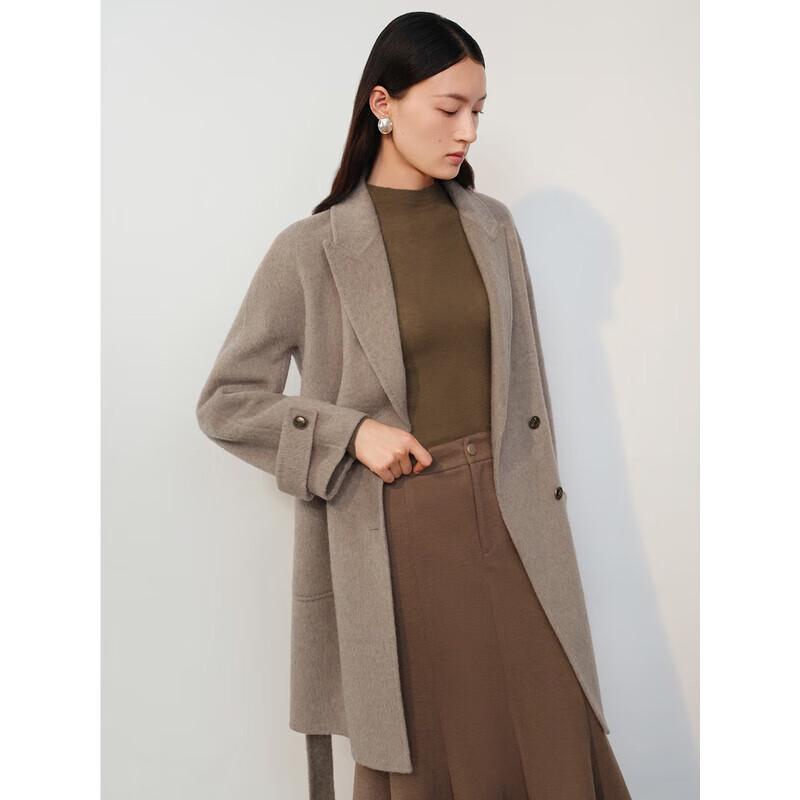 JUZUI ANNACAU Women's Wool Blend Double-Faced Mid-Long Winter Coat