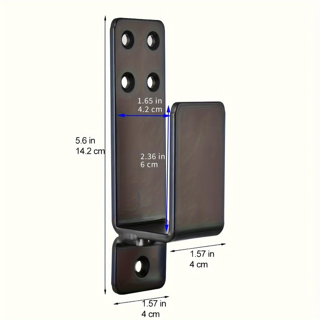 2 Stück Stahl U-Tür Sicherheitswinkel, 2x4 Holzstangenhalterungen, Metallstangenhalterungen für Haus, Schuppen, Lagerhaus, Scheunentor - Schwarz