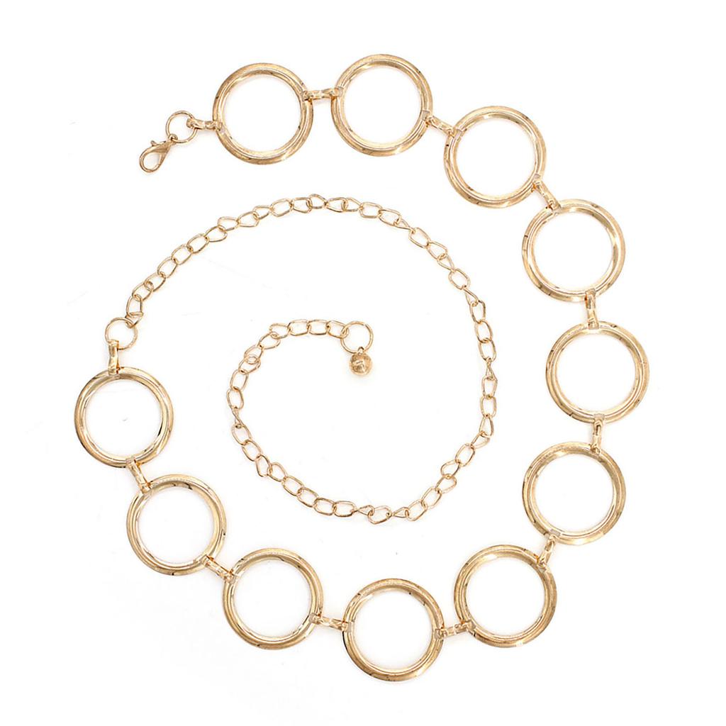 Women O Ring Hoop Chain Belts Fashionable Elegant Alloy Waist Belt Links Dress Decoration