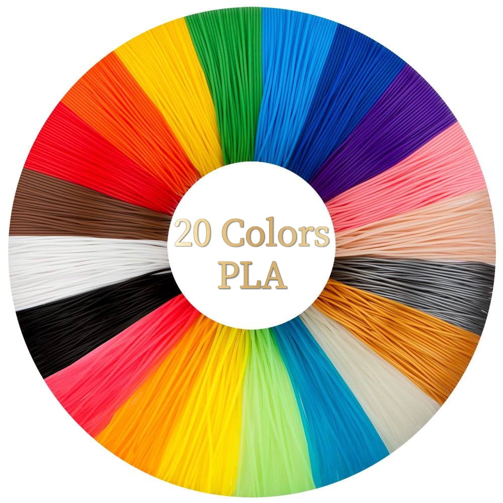3D Pen PLA Filament Refills 1.75mm PLA Filament Pack of 20 Colors Each Color 16 Feet Total 320 Feet Create Professional Safety Refill for Kids Fo