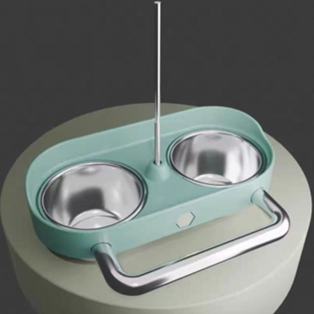 

Splash-Proof Bird Cage Feeder Double Bowl Bird Food Bowl Practical Hanging Feeder Aviary Green circle