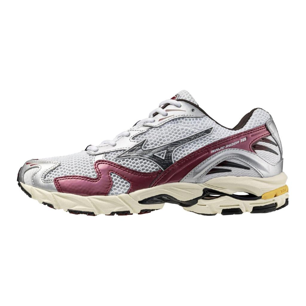 Mizuno Wave Rider 10 Size 2E Sneakers, White/Black/Wine Red, 28.5 Cm,
