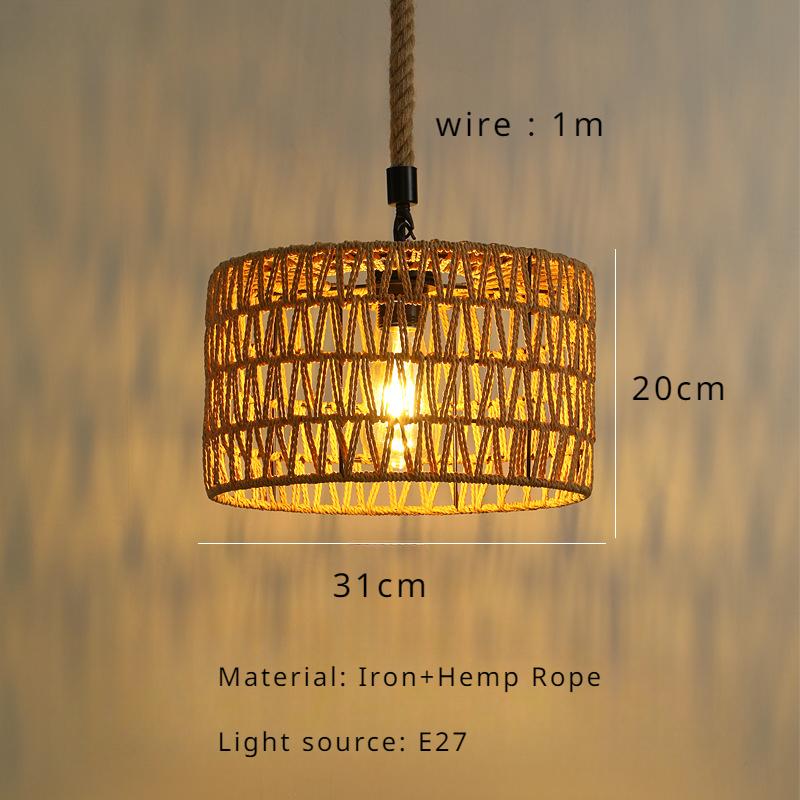 American Vintage Industrial Wind Hemp Rope Chandelier Nordic Modern Restaurant Bar Grill Pendant Lamp Balcony Home Decor LED