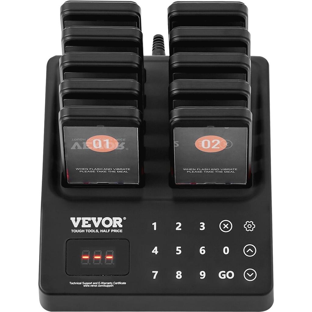 Restaurant Pager System, Wireless 400m Long Range Lineup Waiting Queue Signal, Guest Customer Calling Beepers with Vibration & Flashing, 10 Buzzers