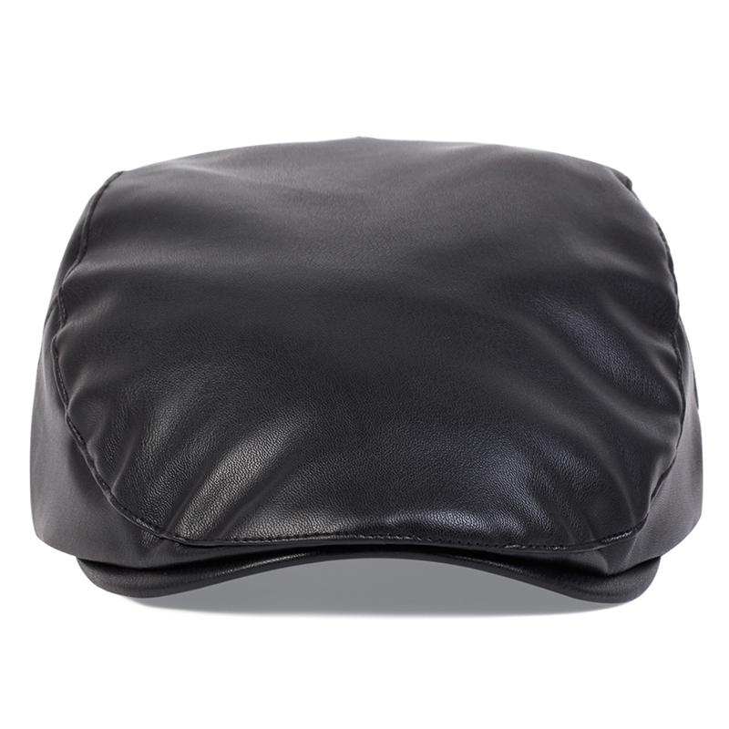 Men Retro Pu Leather Newsboy Caps British Painters Hats Spring Autumn Side Adjustable Flat Cap Hip Hop Berets