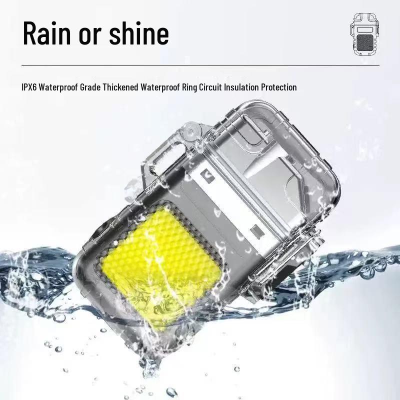 Popular Transparent Shell Rechargeable Arc Lighter Keychain with Flashlight