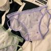 Sweet Style Hollow Out Sexy Underwear for Women In Summer Thin Mesh Low Waist Embroidered Triangle for Women