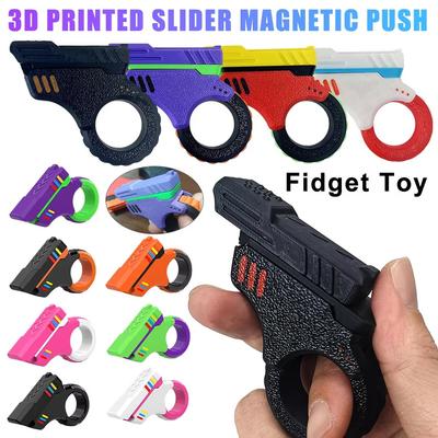 EDC Fidget Slider Magnetyczna zabawka antystresowa 3D drukowany pierścień Fidget Mały pistolet zabawka dekompresyjna dla osób cierpiących na lęki i ADHD