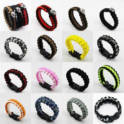 Outdoor Paracord Survival Armbänder Herren Silberfarben Totenkopf Seil Armband Camping Wandern Notfall Schnalle Armband Schmuck
