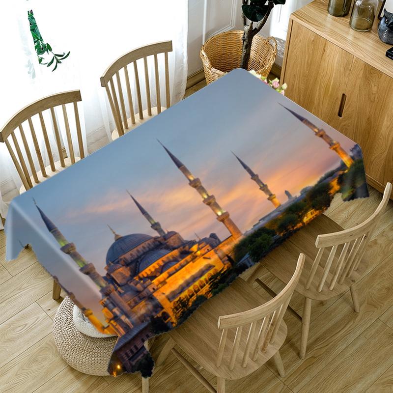 Lighting City Night View Pattern Tablecloth Thicken Cotton Rectangular Round Table Cloth For Wedding Picnic Party