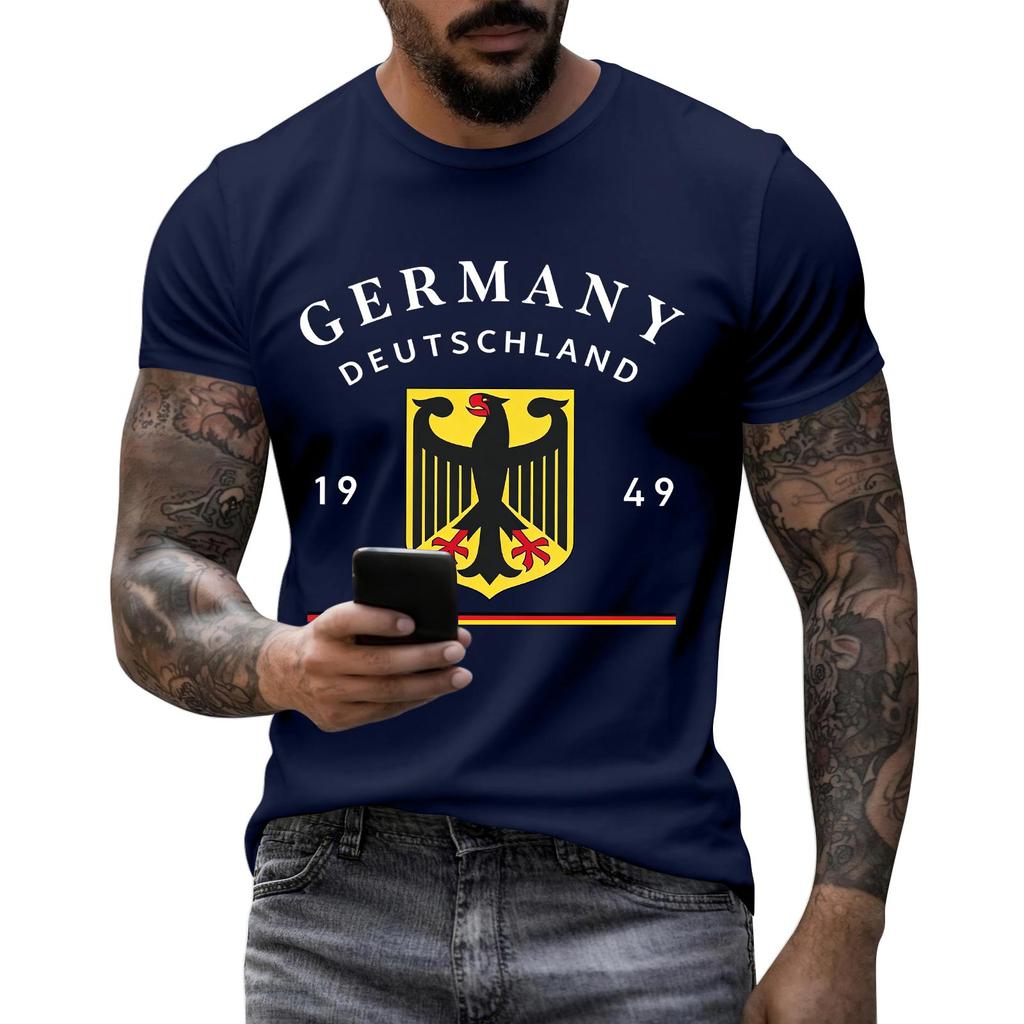 Men's Short Sleeve Crew Neck T-Shirt Germany Deutschland Graphic Print Casual Fit Cotton Blend Soft Fabric