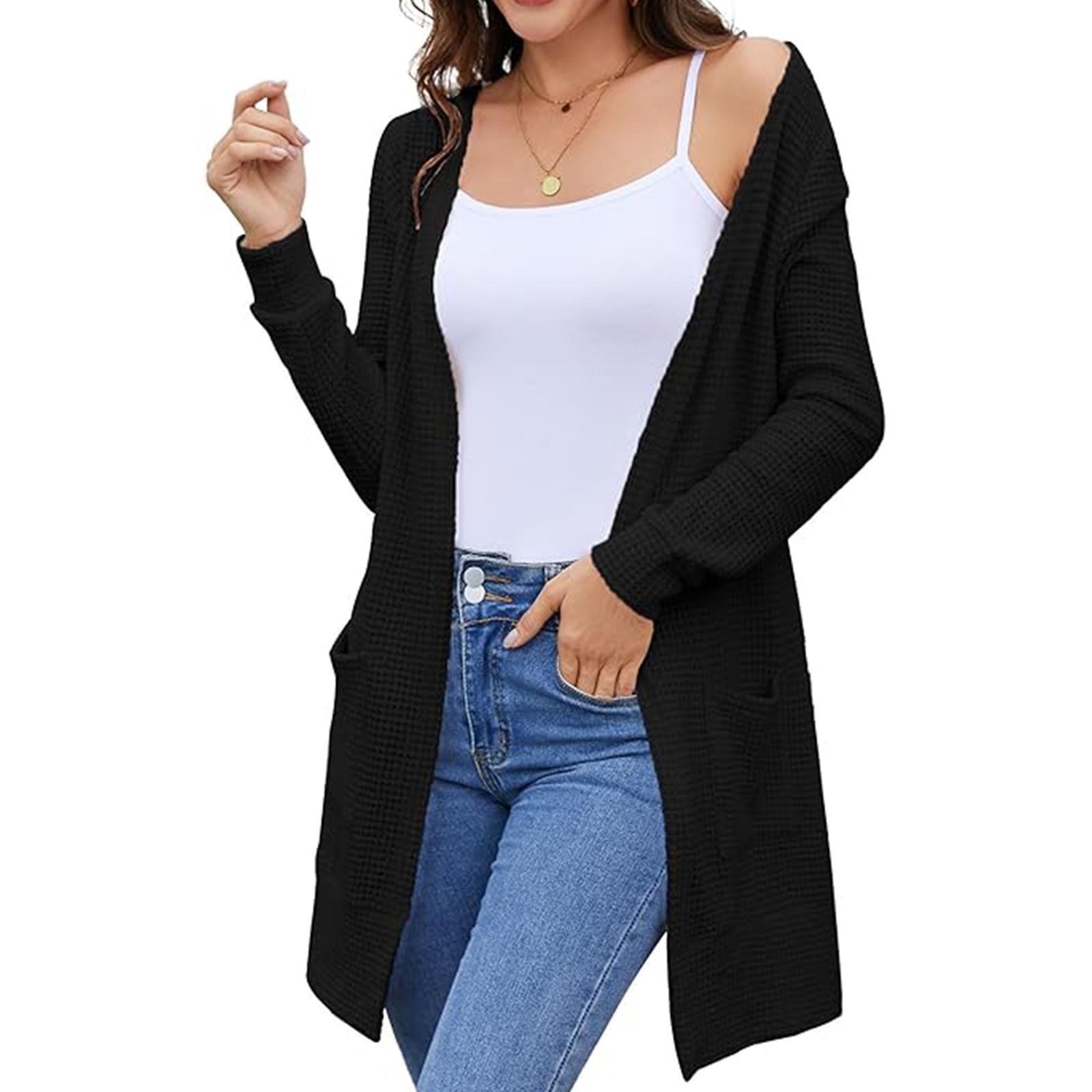 

Women s Casual And Fashion Solid Color And Long Sleeve Pocket Cardigan Coat L