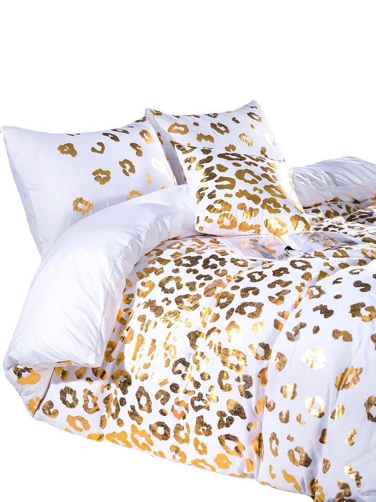 Bedding Three-Piece Set Bronzing Texture Quilt Cover Digital Printing Kit Home Textile