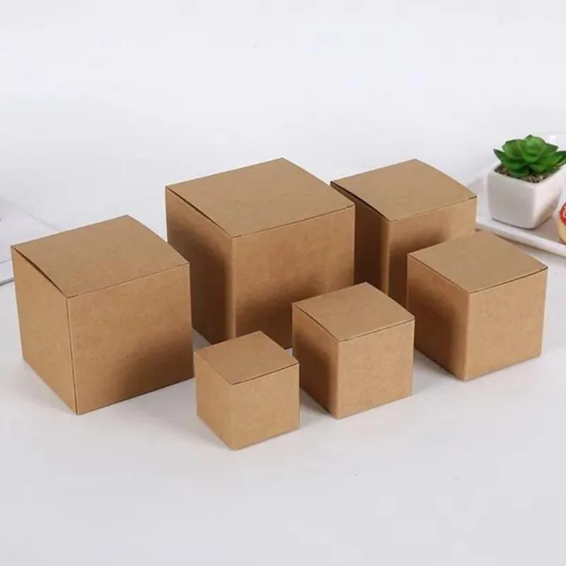 10PCS Kraft Paper Box DIY Square Cardboard Gift Packaging Boxes