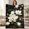 White Magnolia Blossoms Coral Fleece Blanket Botanical Floral Decor
