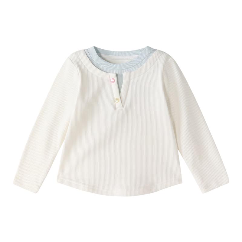 DEESHA Girls  Sweet Style Ribbed Fake Two-Piece Long-Sleeve T-Shirt 130