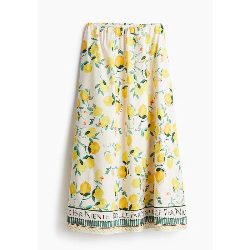 

Single Layer Bourette Print Elastic Waist Mid-Length Skirt Color S