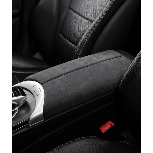 Suede Car Armrest Box Panel Lid Shell Cover Accessories For Mercedes Benz C E Class GLC W205 W206 W212 W213 X253 X254 2015-2024