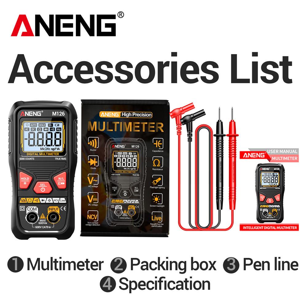 Multifunctional ANENG M126 Digital Multimeter Professional 6000 Count AC/DC Voltage Resistance Capacitance NCV Detection Voltmeter Tools Electrician