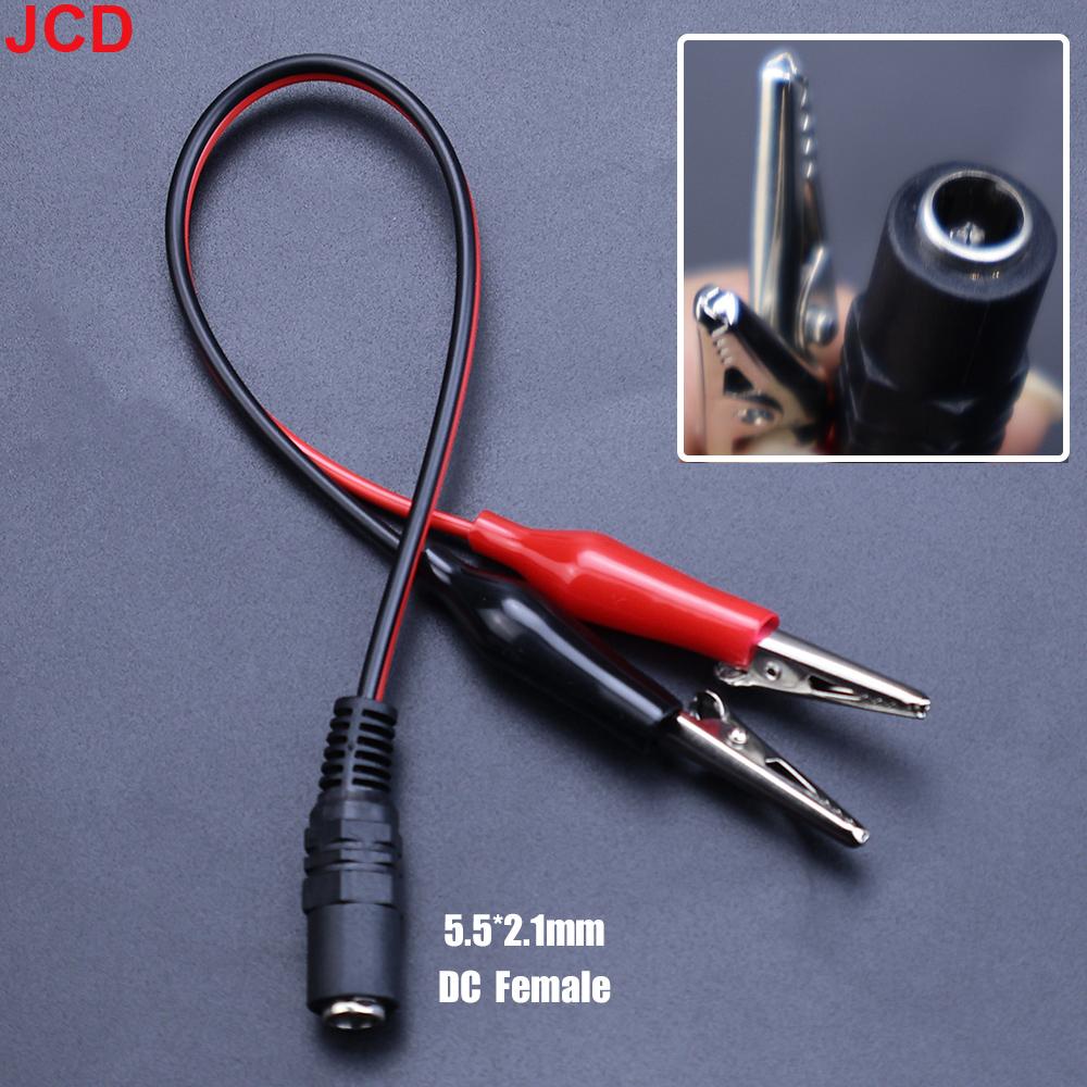 JCD 1pcs 2 Alligator Clip To 1 Male or Female DC Power Plug Connector Adapter 25CM Wire DC 5.5*2.1mm Clips Crocodile Test Leads