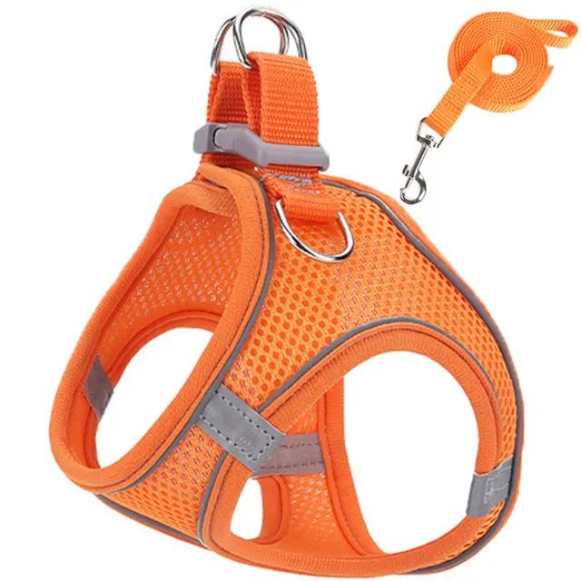 Breathable Mesh Cat Dog Harness And Leash Adjustable Vest Walking Lead Leash Soft  Pet Harness for Cats Small Dogs Pug Chihuahua
