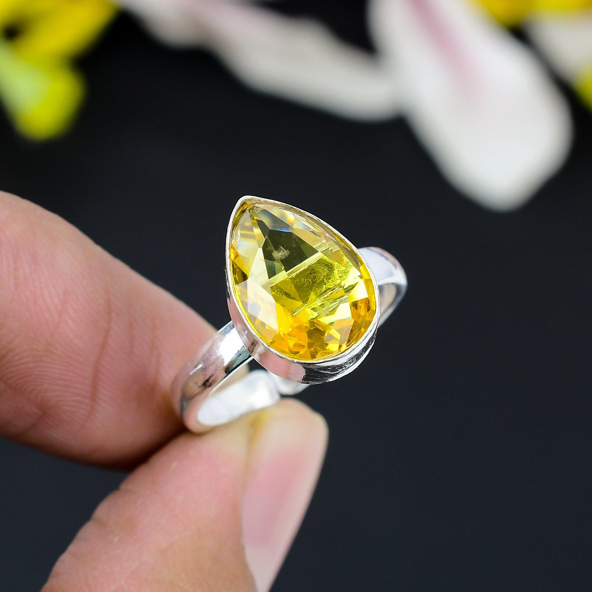 

Citrine Gemstone Handmade 925 Sterling Silver Jewelry Ring Size 8 KG-356