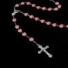 Religion Christian Faux Pearls Rosary Necklace For Women Crossed Pendant Clavicle Chain Beads Chains Fashion Jewelry