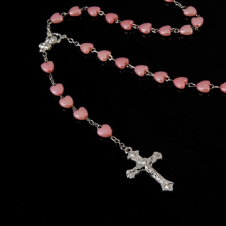 Religion Christian Faux Pearls Rosary Necklace For Women Crossed Pendant Clavicle Chain Beads Chains Fashion Jewelry