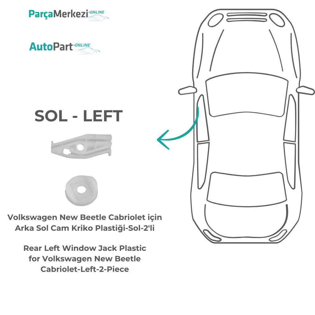 Left Rear Window Jack Plastic - Set of 2 for Volkswagen New Beetle Cabriolet