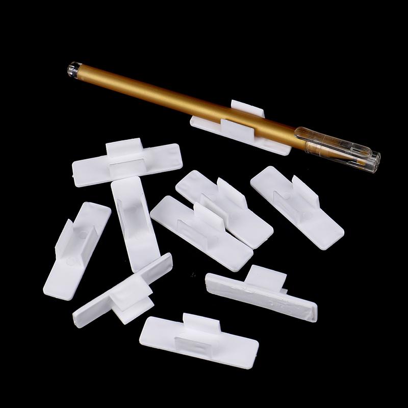 10Pcs Selfadhesive Pen Holder Pencil Clip Holder Desktop Fixed Pen Case
