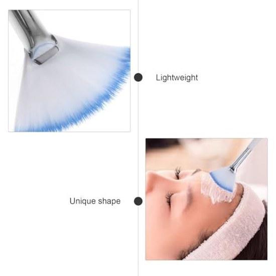 Fenical 4 Pieces Fiber Face Fan-shaped Brush Portable Facial Applicator Blue Gentle Touch Even Application Ideal Home Skincare DIY Hand Hygiene