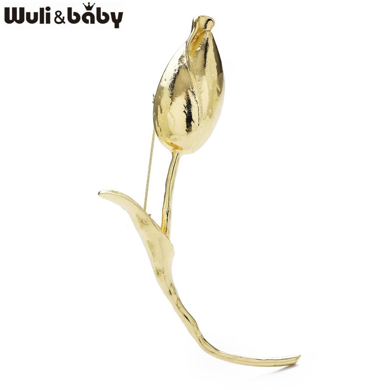 

Wuli&baby Large Charming Tulip Flower Brooches Pins For Women Lady 2-color Exaggerate Flowers Bud Office Party Brooch Pins Gifts золотой