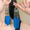 Elegant Bohemian Feather Dangle Earrings - Retro Ethnic Style for a Chic Vacation Look