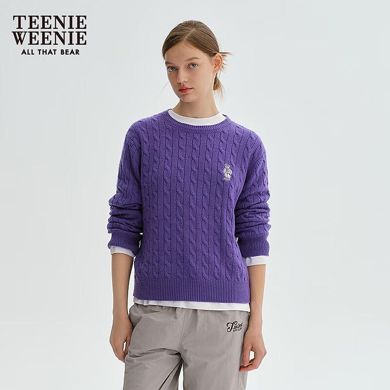Teenie Weenie Women's Cable Knit Round Neck Sweater