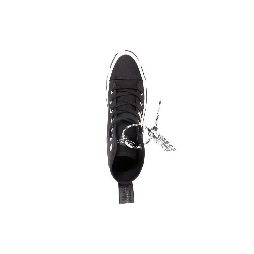 OFF WHITE Vulkanizovaná plátěná kotníková teniska 'Černá Bílá' OMIA119F21FAB0011001