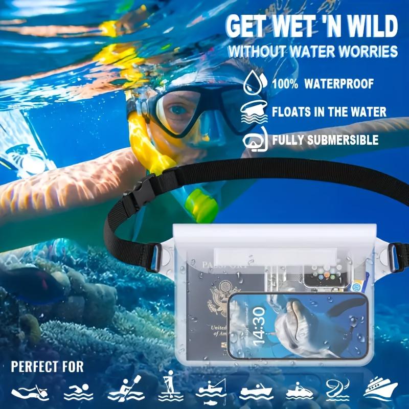 Waterproof 2 In 1 Waist Bag Phone Pouch Set Adjustable Clear Beach Bag Swimming Snorkeling Kayaking Water Parks Phones Valuable