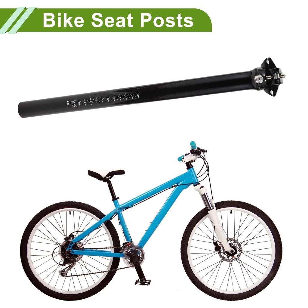 HOPESPANNER Universal 27.2x350mm Carbon Fiber Pattern Gloss Black Bicycle Seatpost Shock Absorbing Bike Saddle Post Seat Tube Carbon Fiber 1 Piece