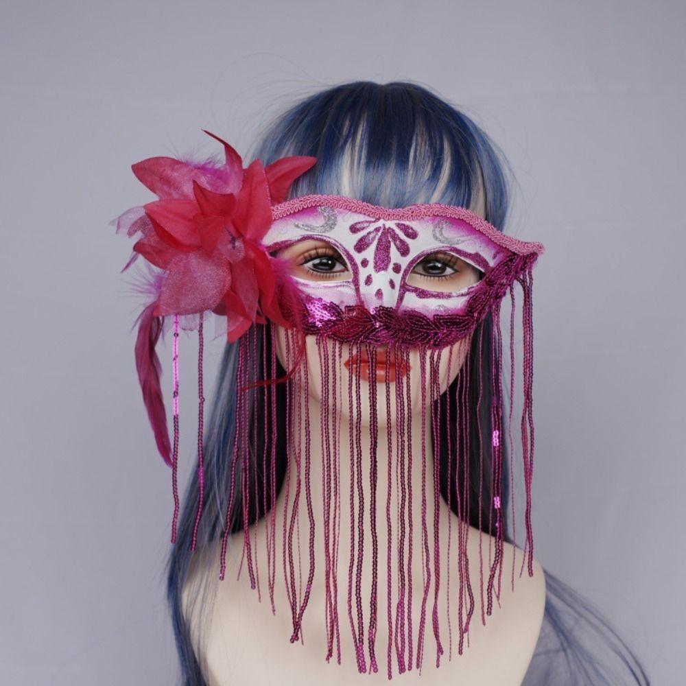 Mysterious Half Face Mask Tassel Design Party Mask Fashion Fox Mask  Masquerade