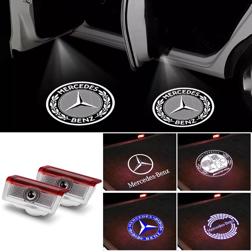Car Sticker 2025 Hot For Benz Car LED Door Welcome Lights For Mercedes Benz M E B A C GL Class W166 E200l E300L E450L W212 W246