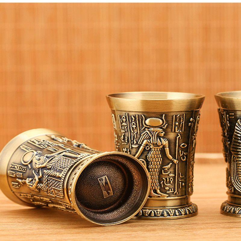 Ev Dekor Vintage Mısır Şarap Kadehi Küçük Metal Kokteyl Viski Bar Bardağı