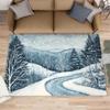 Winter Snow Mountain Cabin Area Rug Snowy Forest Landscape Print Soft Floor Mat Scenery Carpet for Living Room Bedroom