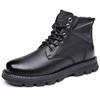 Fur integrated Martin boots men's British high-top soft leather men's boots winter velvet warm snow boots black leather boots men's