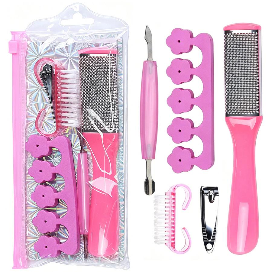 Portable Manicure Pedicure Nail Care Kit, 5Pcs Nail Clipper Foot File Cuticle Pusher Toe Separators with Bag